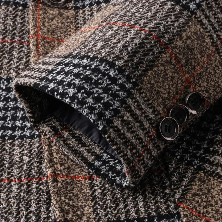 Mens Tweed Blazer Jacket Classic Checked Pattern Regular Fit