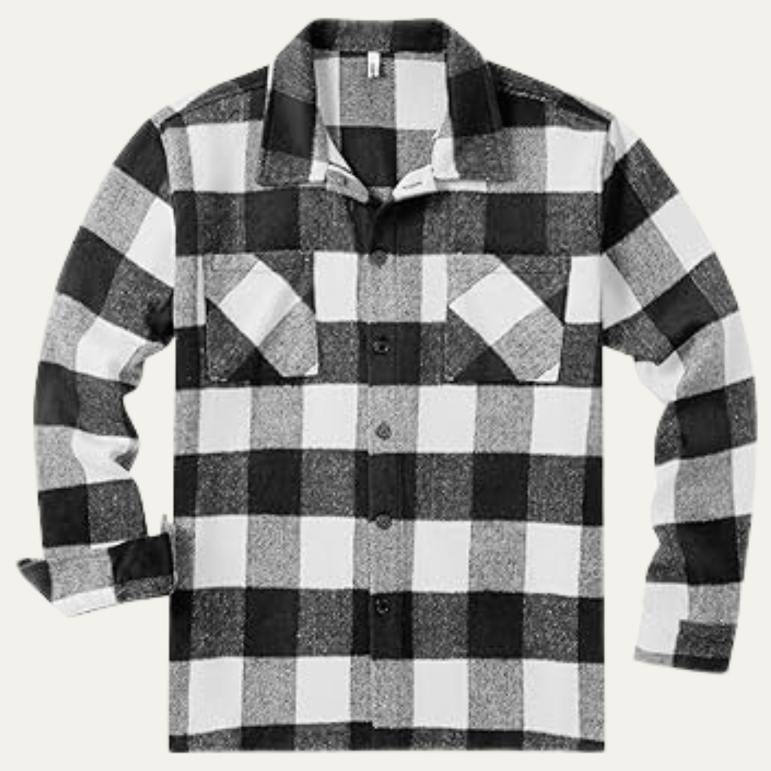 Mens Fleece Jacket Flannel Plaid Relaxed Fit with Pockets - BritishMode
