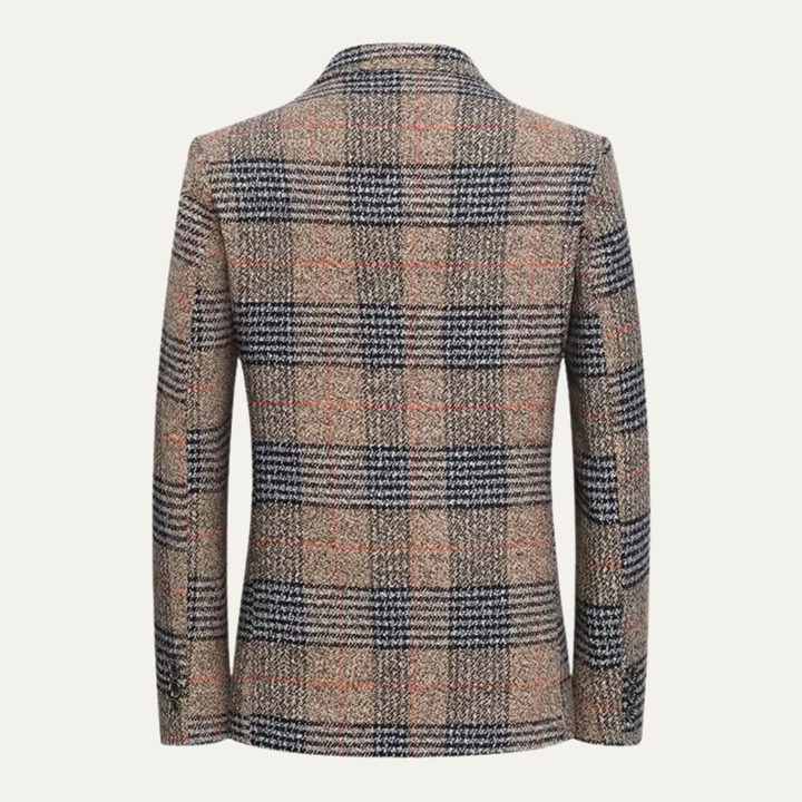 Mens Tweed Blazer Jacket Classic Checked Pattern Regular Fit