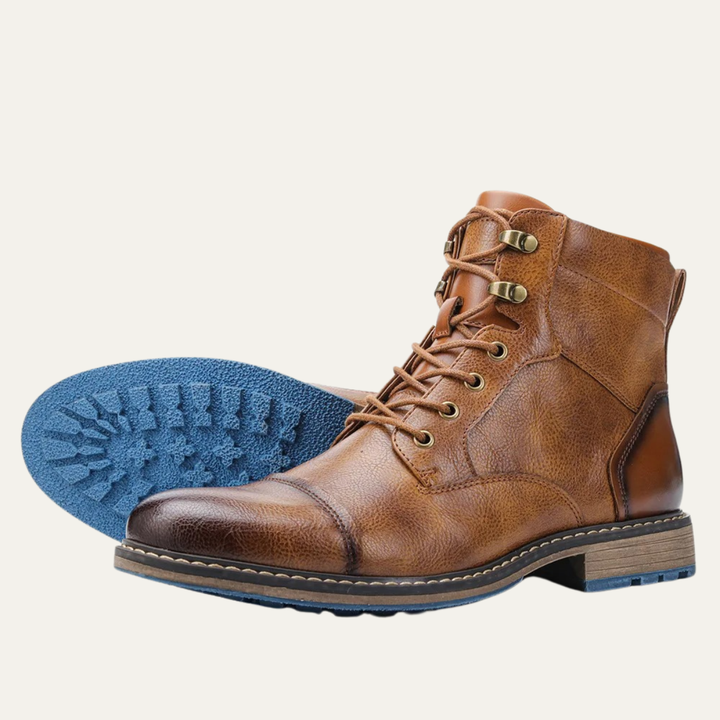 Mens Casual Leather Ankle Boots Lace-Up