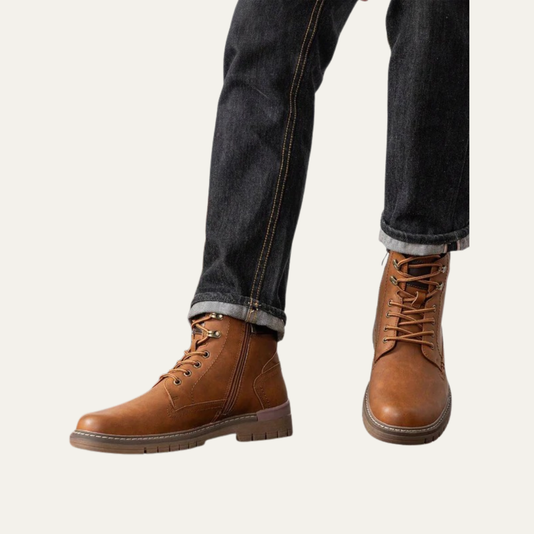 Mens Combat Boots Lace-Up Military Style Lug Sole