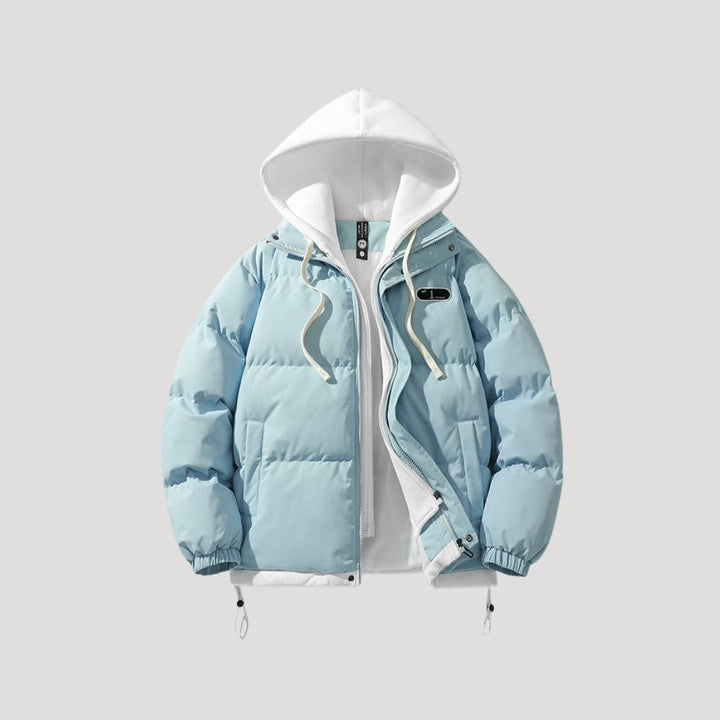 Mens Puffer Jacket Layered Design Hooded