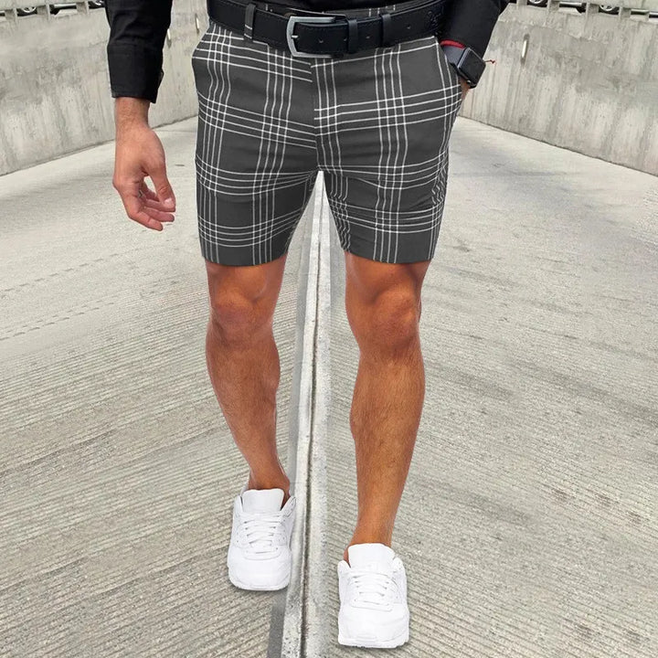 Mens Casual Shorts Plaid Pattern Relaxed Fit