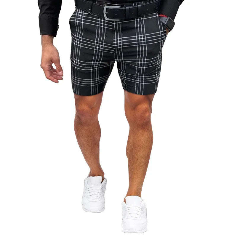 Mens Casual Shorts Plaid Pattern Relaxed Fit