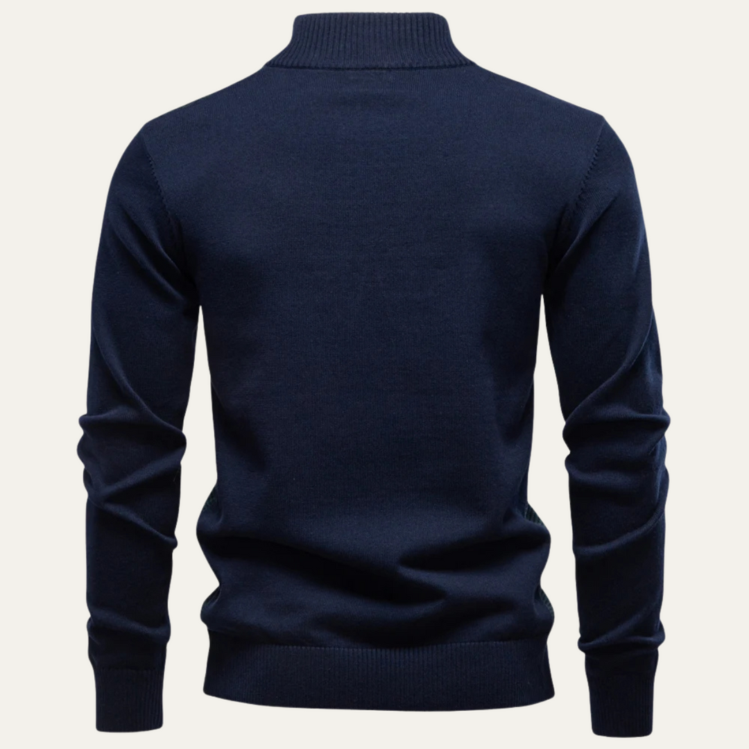 Mens Ribbed Quarter Zip Sweater Stand Collar Textured