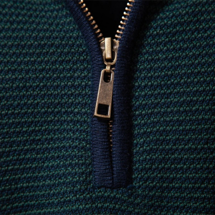 Mens Ribbed Quarter Zip Sweater Stand Collar Textured