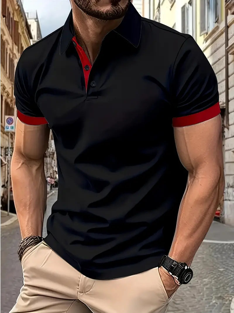 Mens Casual Shirt Colorblock Pattern Regular Fit