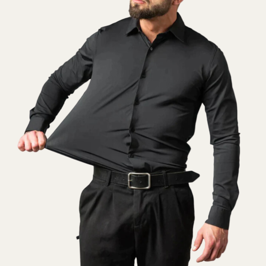 Mens Dress Shirt Cotton Slim Fit Long Sleeve - BritishMode