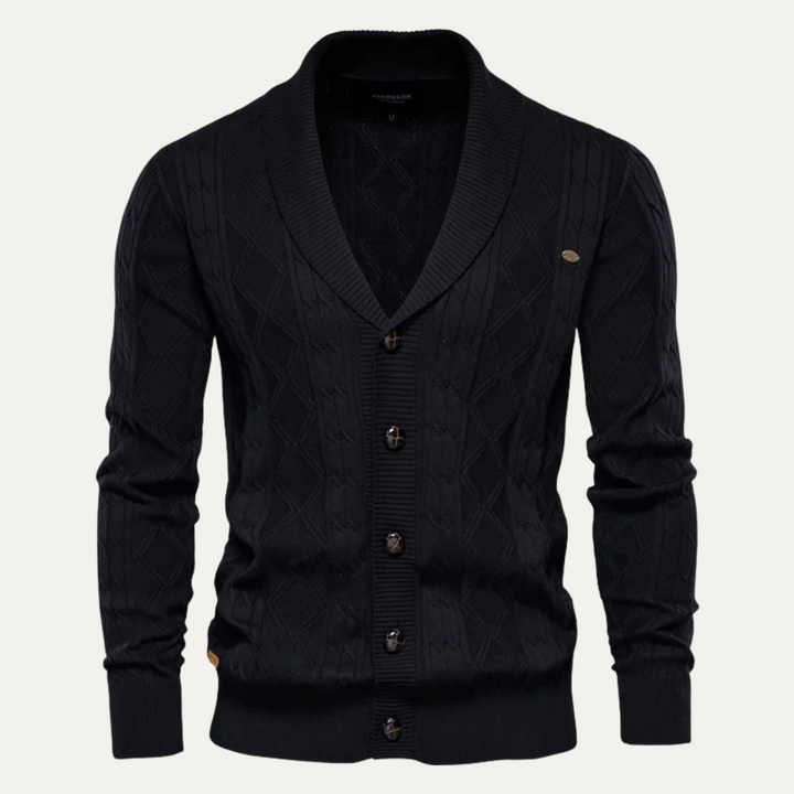 Mens Cable Knit Cardigan with Button Front