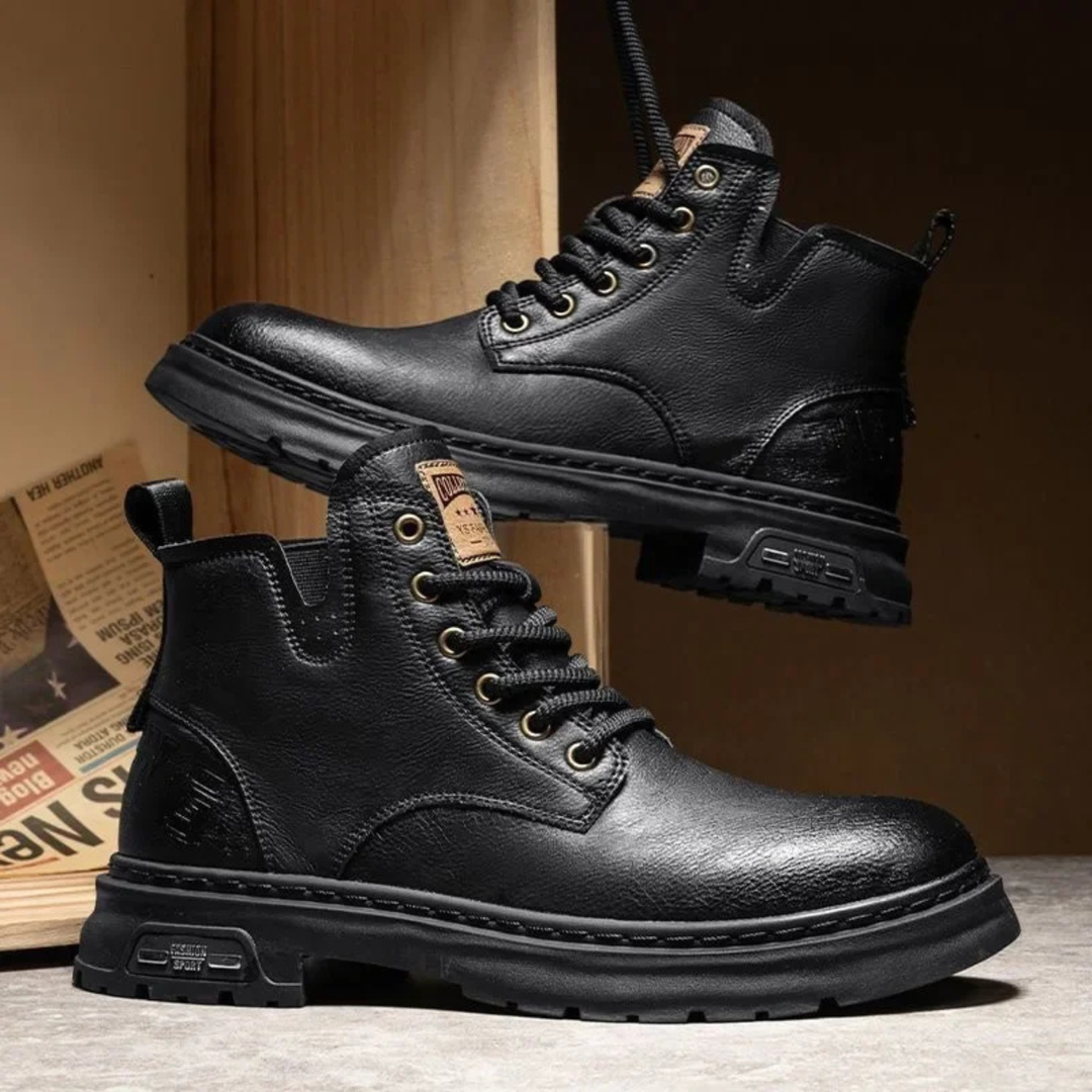 Mens Leather Work Boots Non-Slip Sole Durable - BritishMode