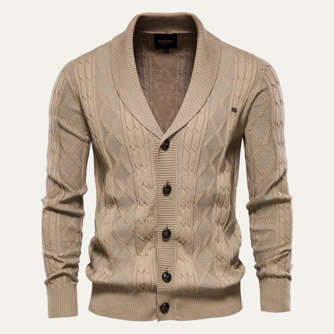 Mens Cable Knit Cardigan with Button Front