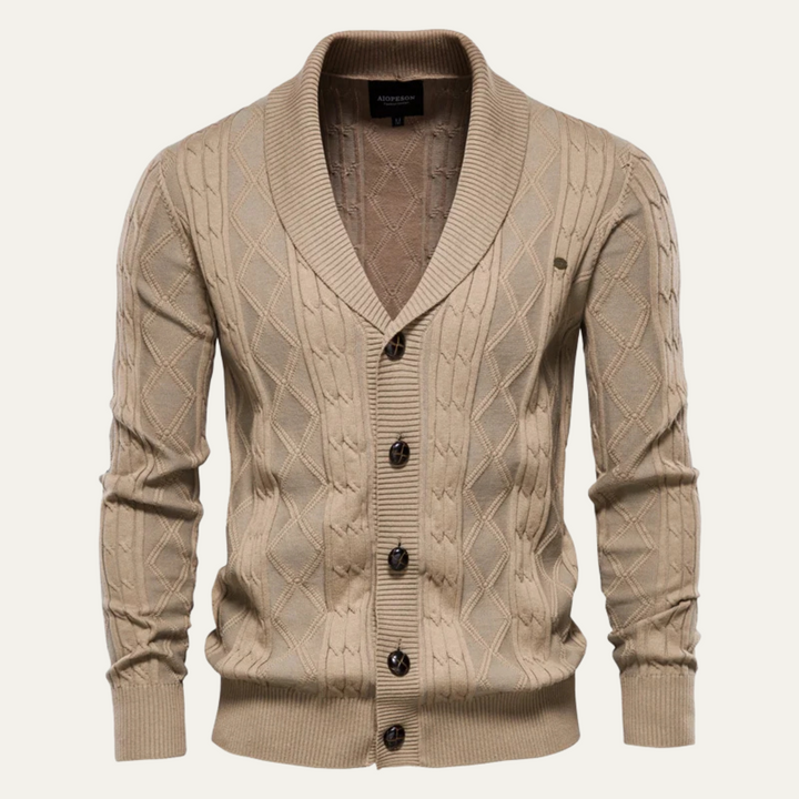 Mens Cable Knit Cardigan with Button Front