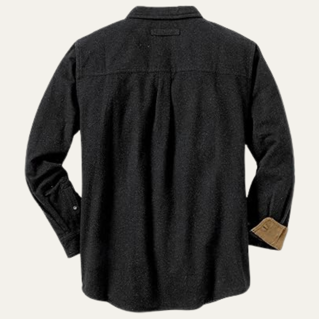 Mens Flannel Button-Down Shirt with Corduroy Trim Workwear