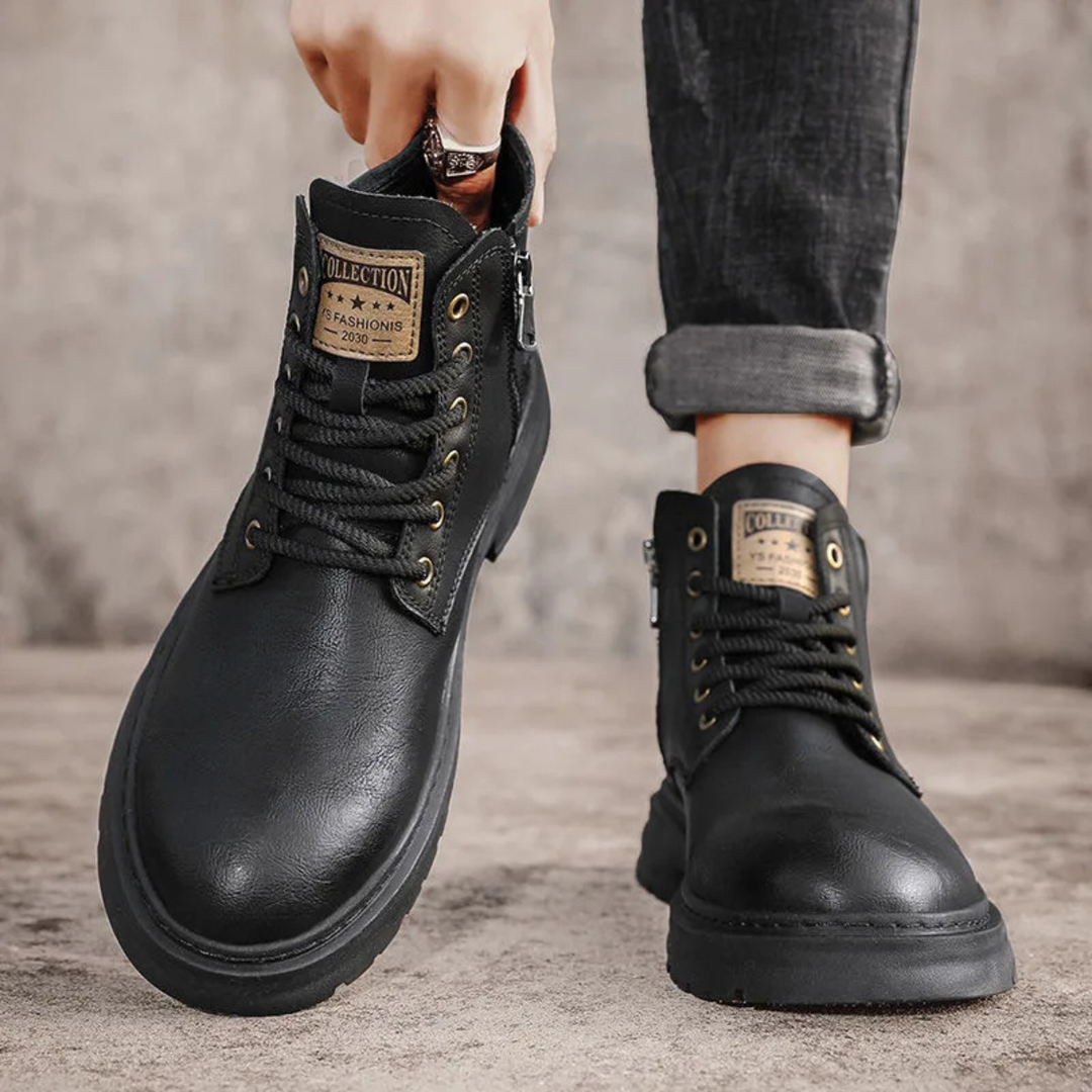 Mens Leather Work Boots Non-Slip Sole Durable