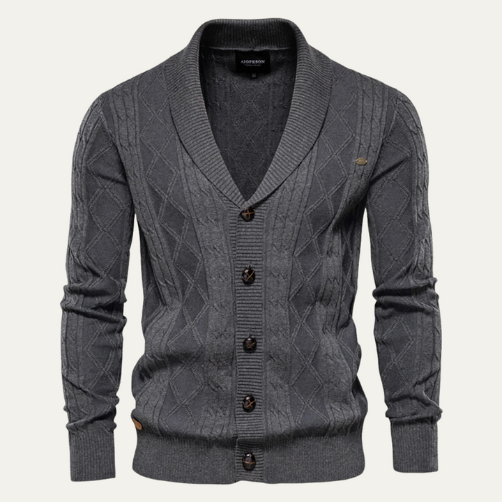 Mens Cable Knit Cardigan with Button Front