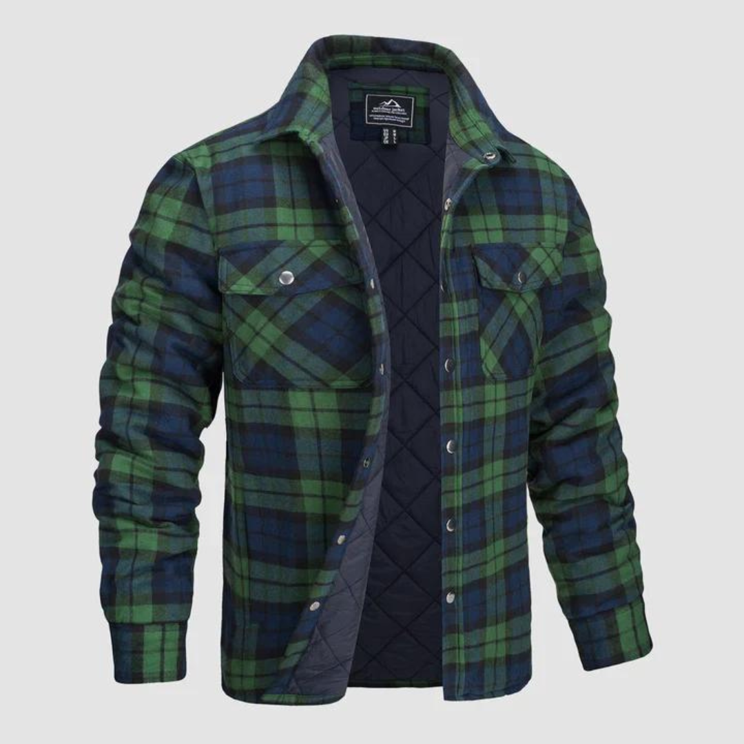 Mens Lumberjack Jacket with Warm Lining Checkered Pattern - BritishMode