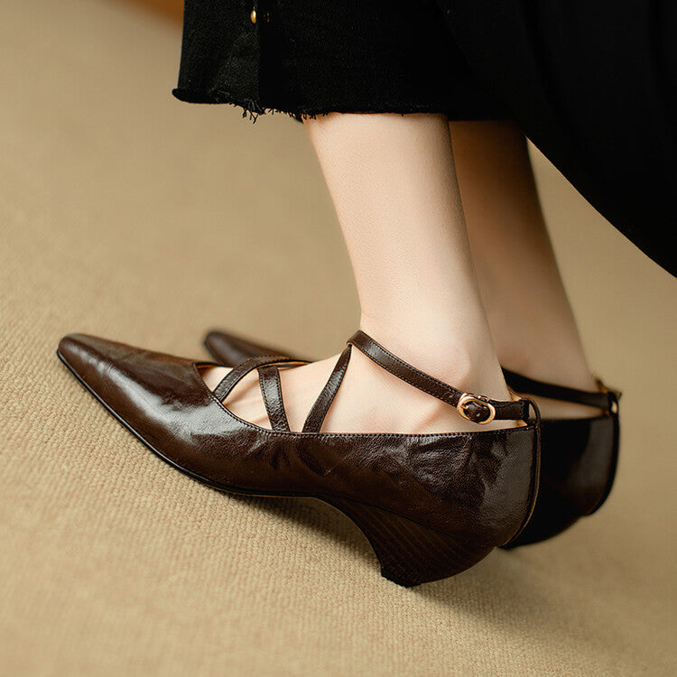 Womens Genuine Leather Heels Classic Fit