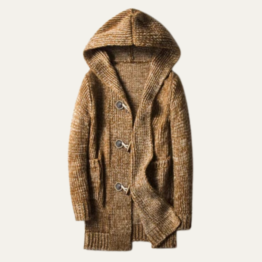 Mens Thick Knitted Hooded Cardigan Warm Casual Fit - BritishMode
