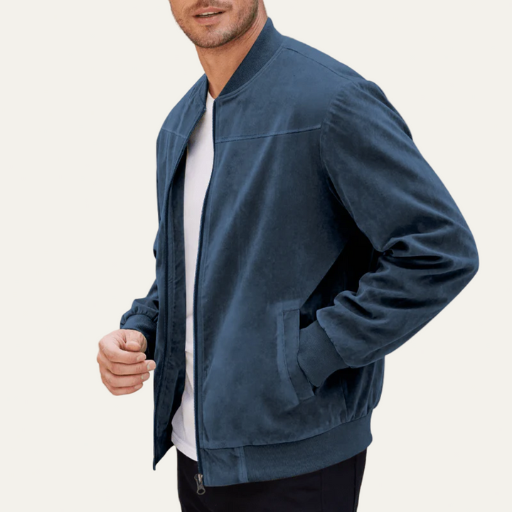 Mens Bomber Jacket Suede Look Relaxed Fit