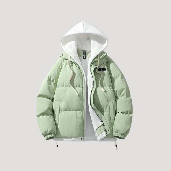Mens Puffer Jacket Layered Design Hooded