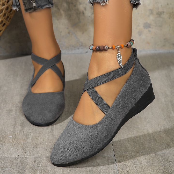 Womens Wedge Shoes with Stretch Strap Easy Fit