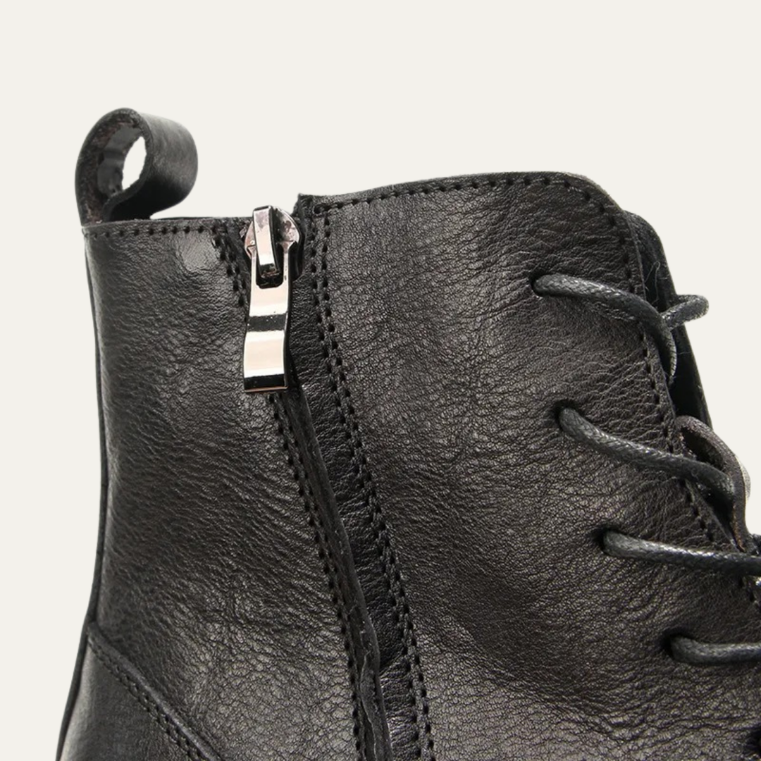 Mens Leather Casual Lace-Up Boots Retro Style
