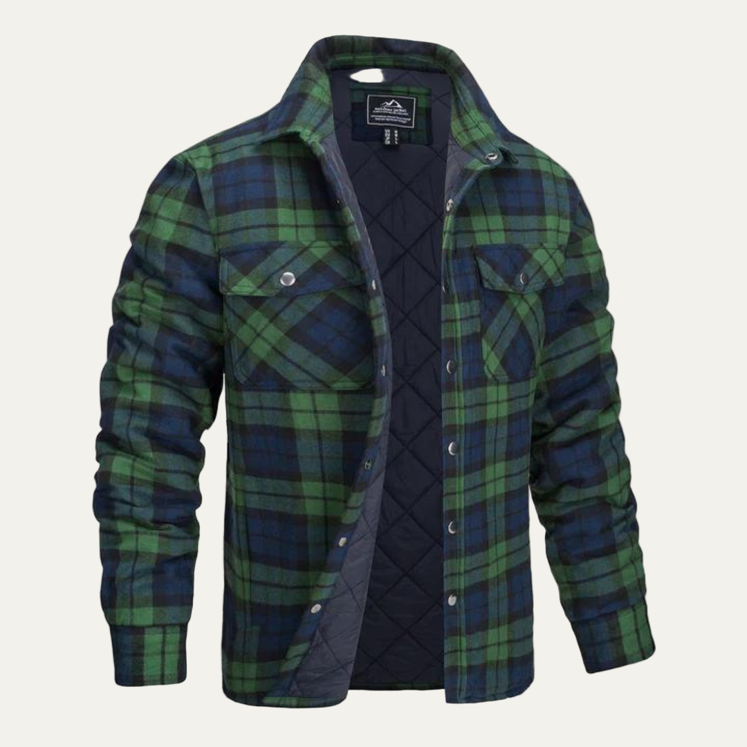 Mens Quilted Flannel Shirt Jacket Relaxed Fit - BritishMode