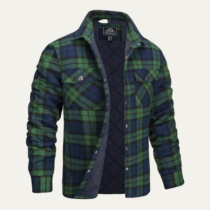 Mens Quilted Flannel Shirt Jacket Relaxed Fit - BritishMode
