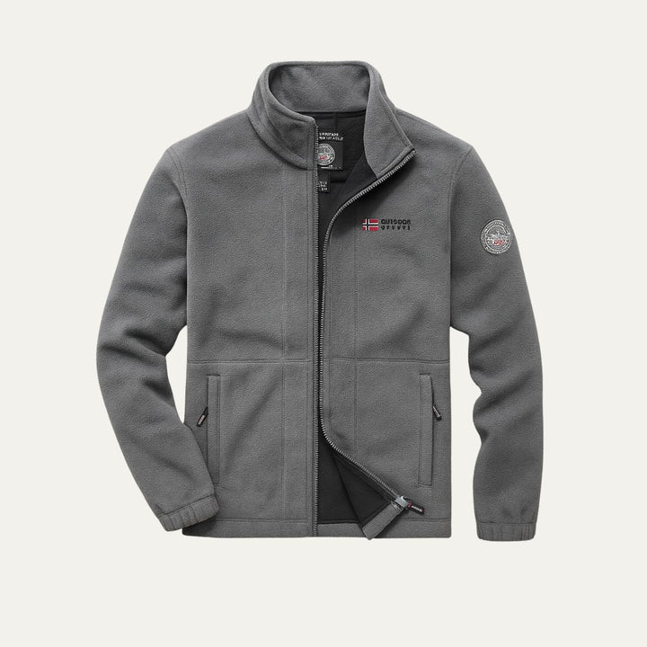 Mens Fleece Jacket Textured High Collar Zip Front