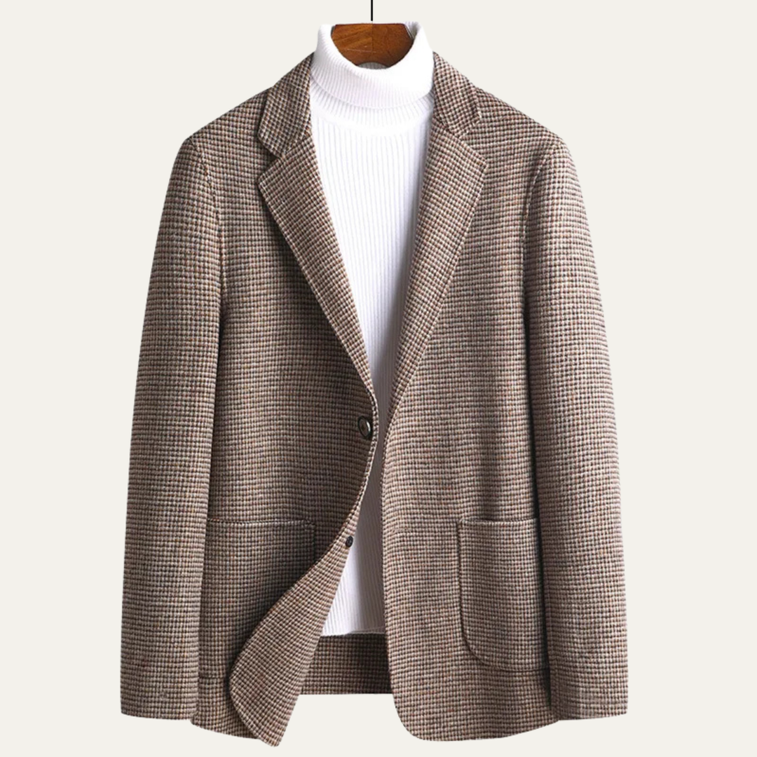 Mens Wool Tweed Blazer Checked Classic Fit