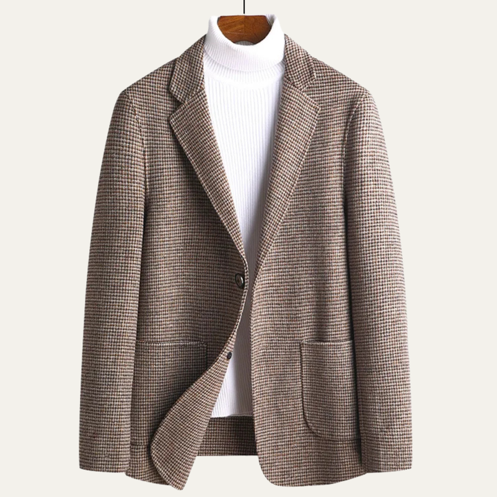 Mens Wool Tweed Blazer Checked Classic Fit