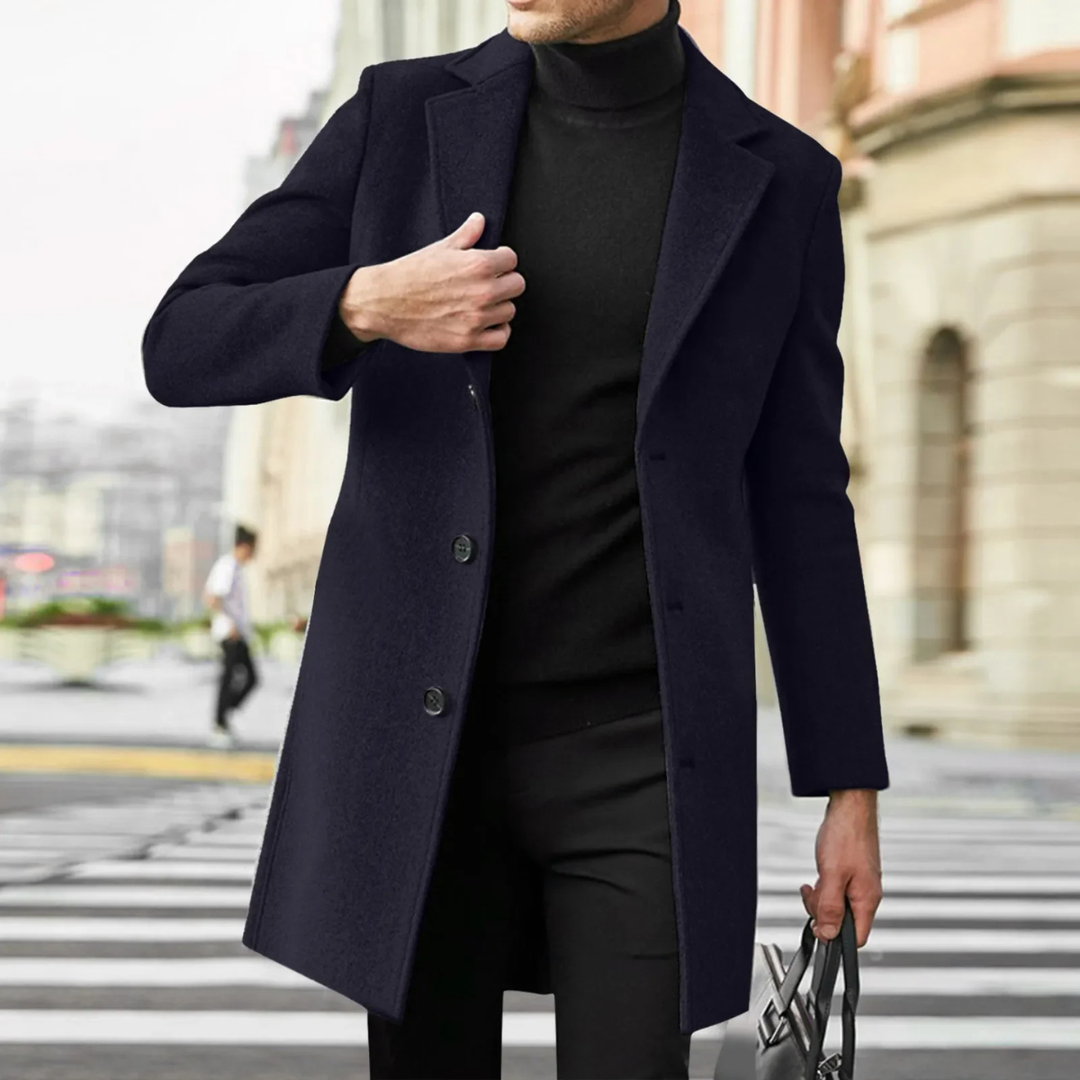 Mens Wool Blend Overcoat Slim Fit Winter