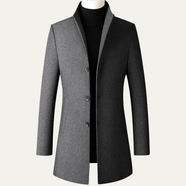 Mens Classic Trench Coat Wool Blend Regular Fit