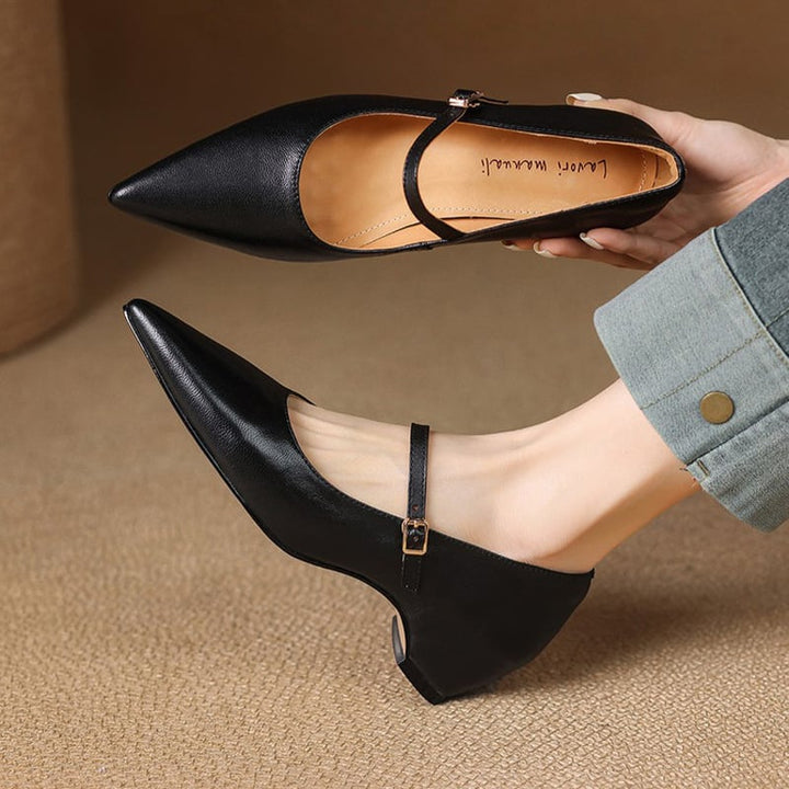 Womens Genuine Leather Heels Classic Fit