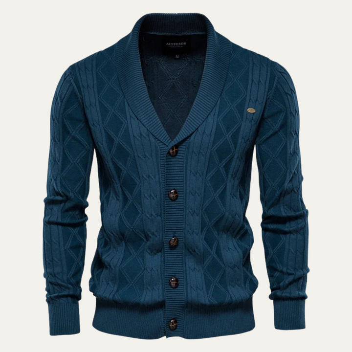 Mens Cable Knit Cardigan with Button Front