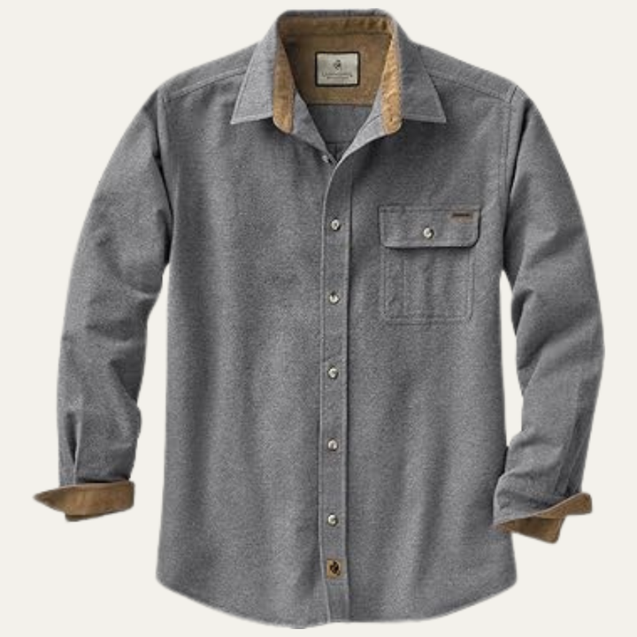 Mens Flannel Button-Down Shirt with Corduroy Trim Workwear