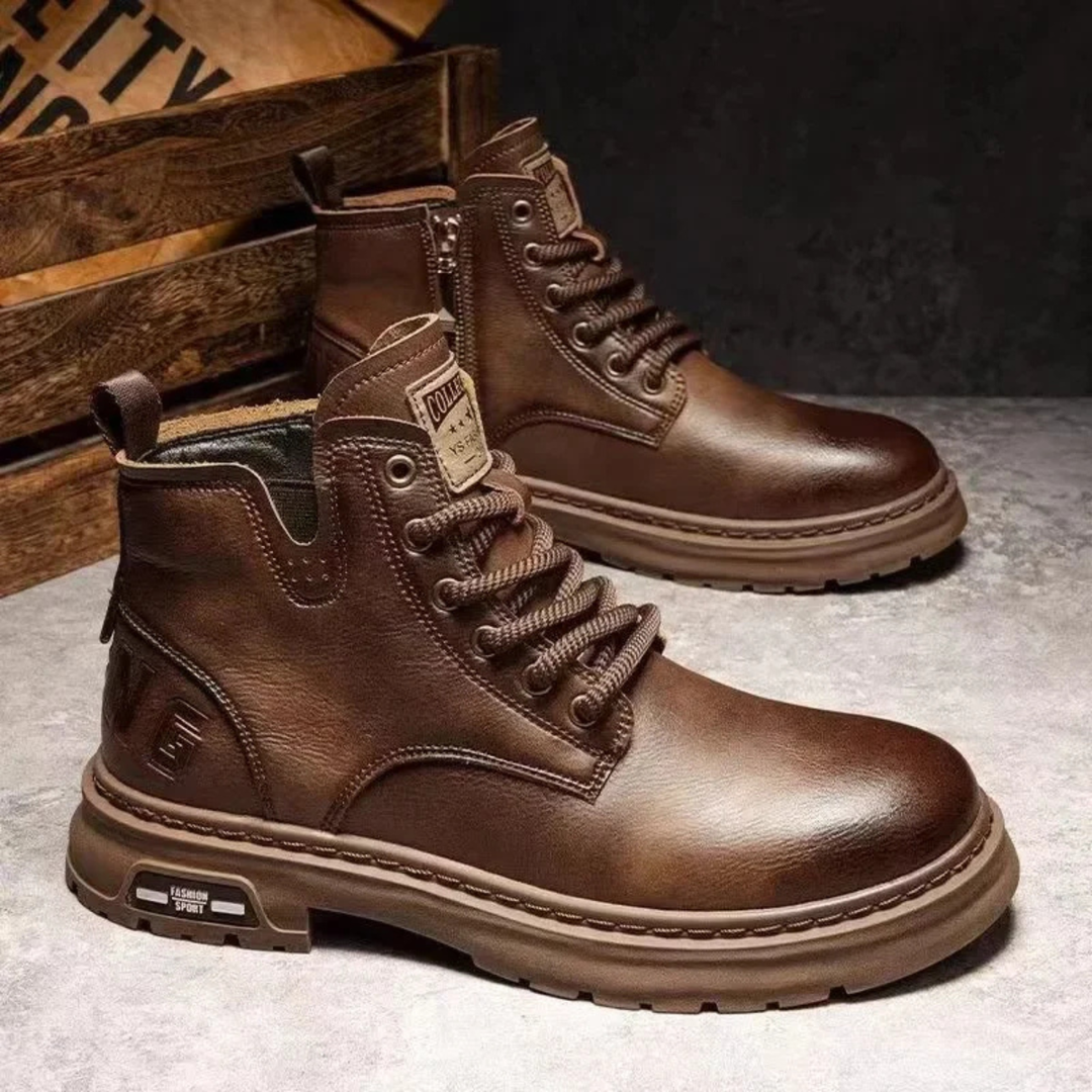 Mens Leather Work Boots Non-Slip Sole Durable