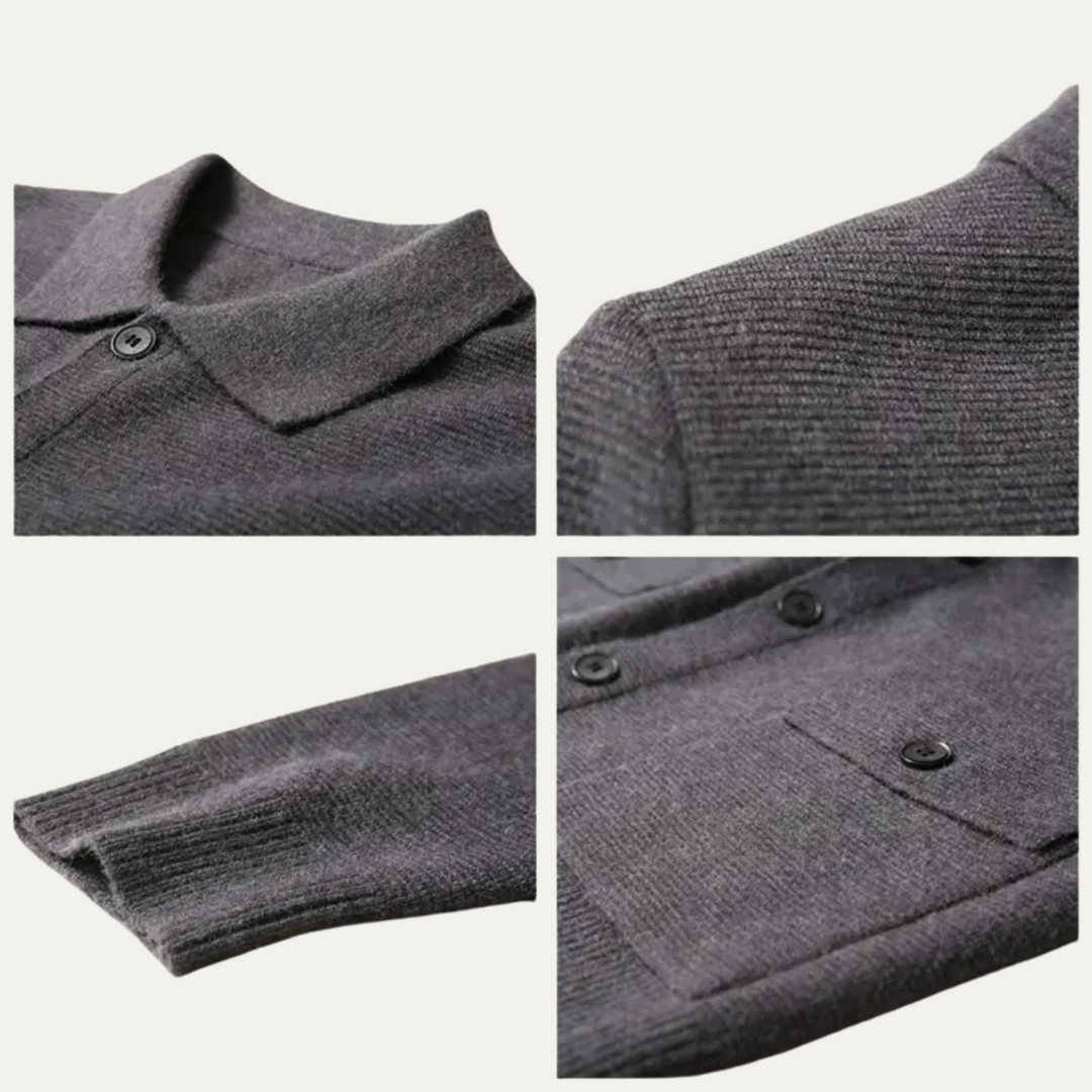 Mens Knit Button Cardigan with Turn-Down Collar