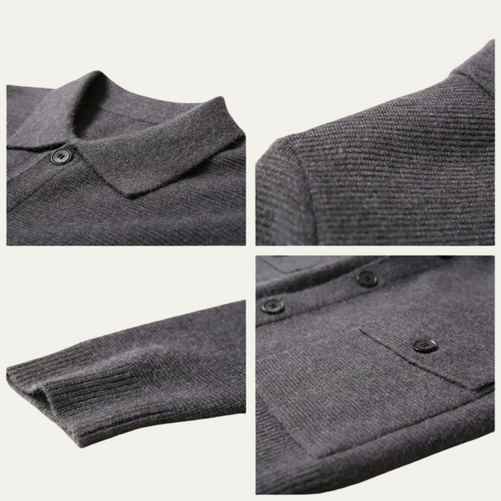 Mens Knit Button Cardigan with Turn-Down Collar