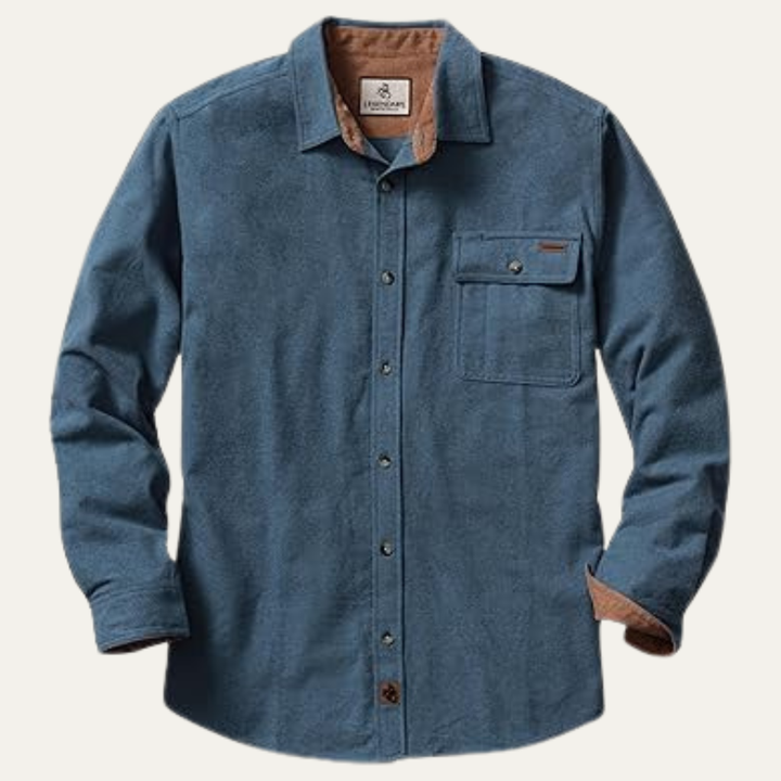 Mens Flannel Button-Down Shirt with Corduroy Trim Workwear