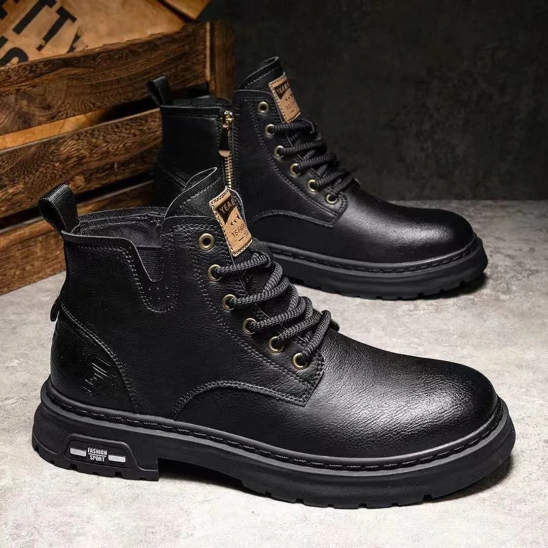 Mens Leather Work Boots Non-Slip Sole Durable