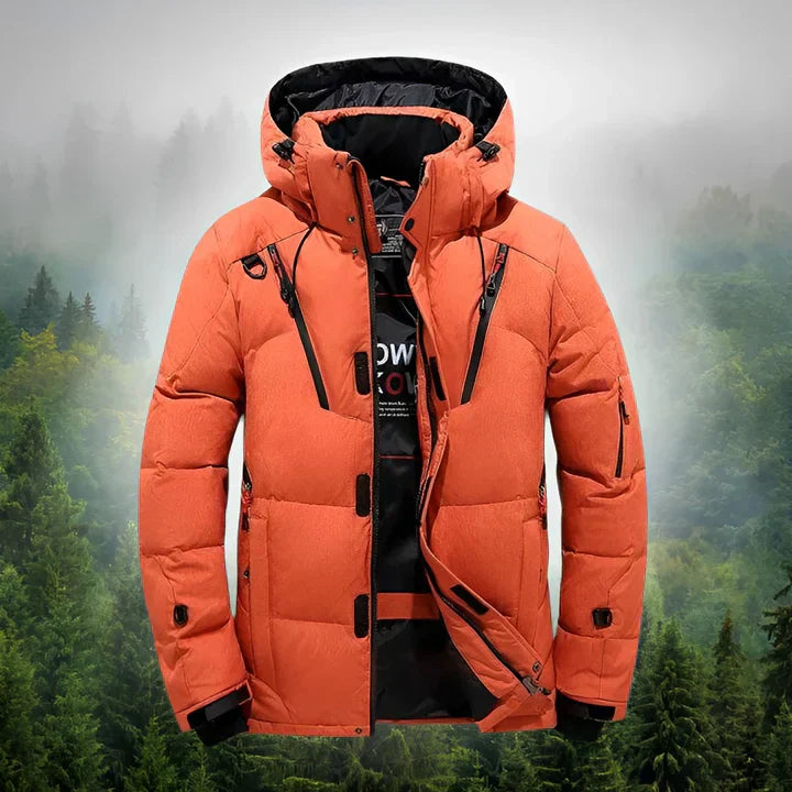 Mens Down Parka with Removable Hood Insulated Warm