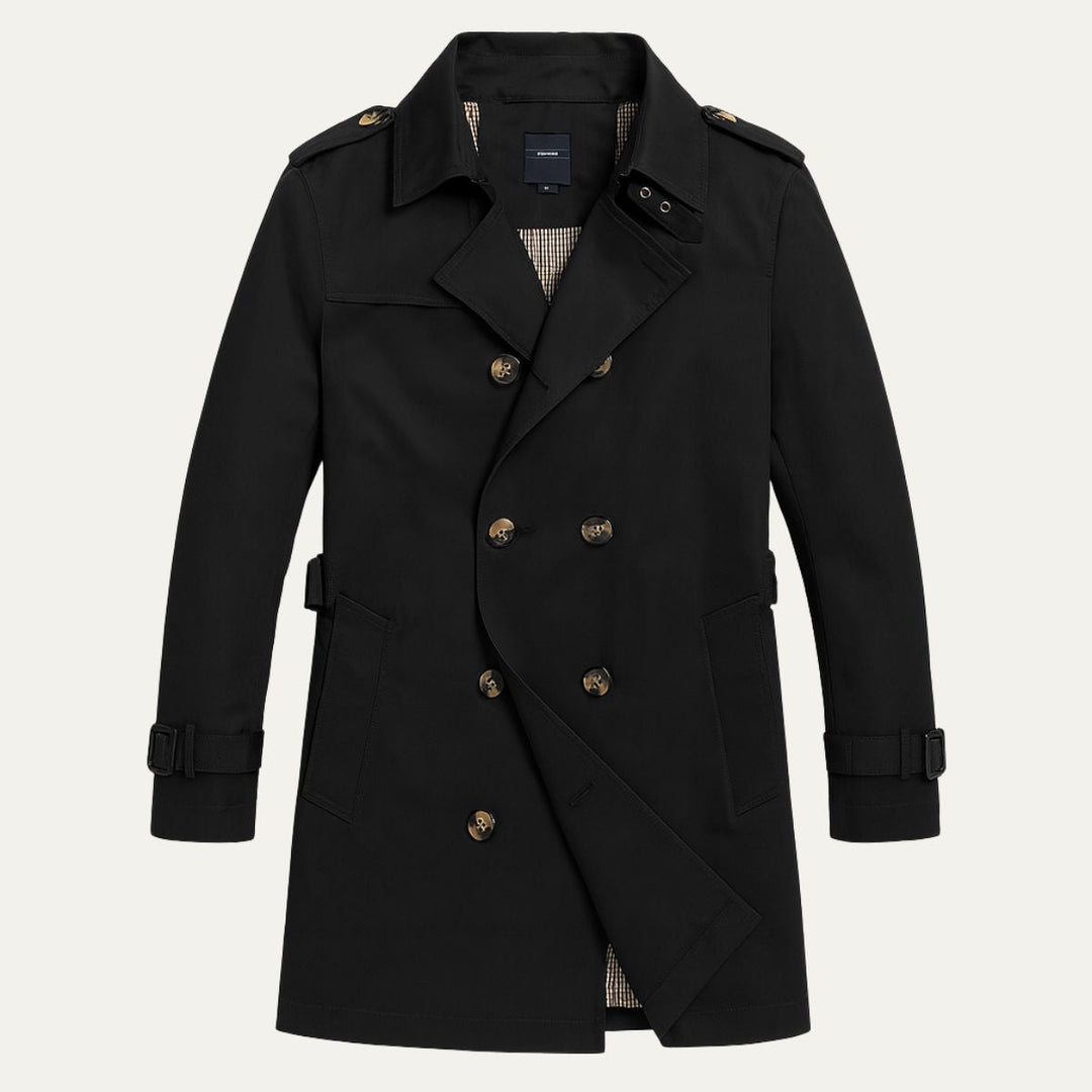 Mens Trench Coat Single Breasted Mid Length
