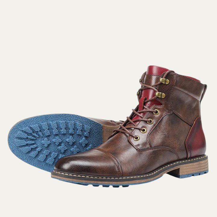Mens Casual Leather Ankle Boots Lace-Up