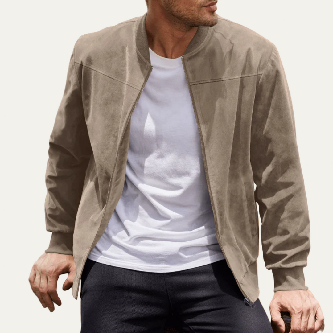 Mens Bomber Jacket Suede Look Relaxed Fit