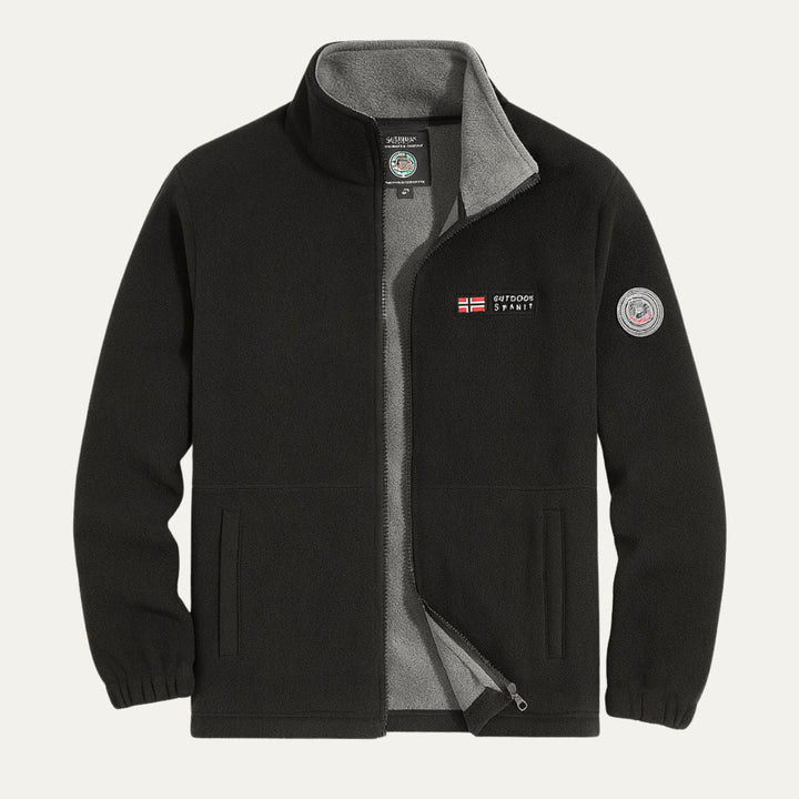 Mens Fleece Jacket Textured High Collar Zip Front