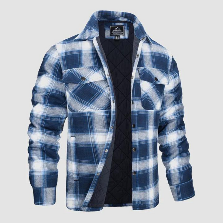 Mens Lumberjack Jacket with Warm Lining Checkered Pattern
