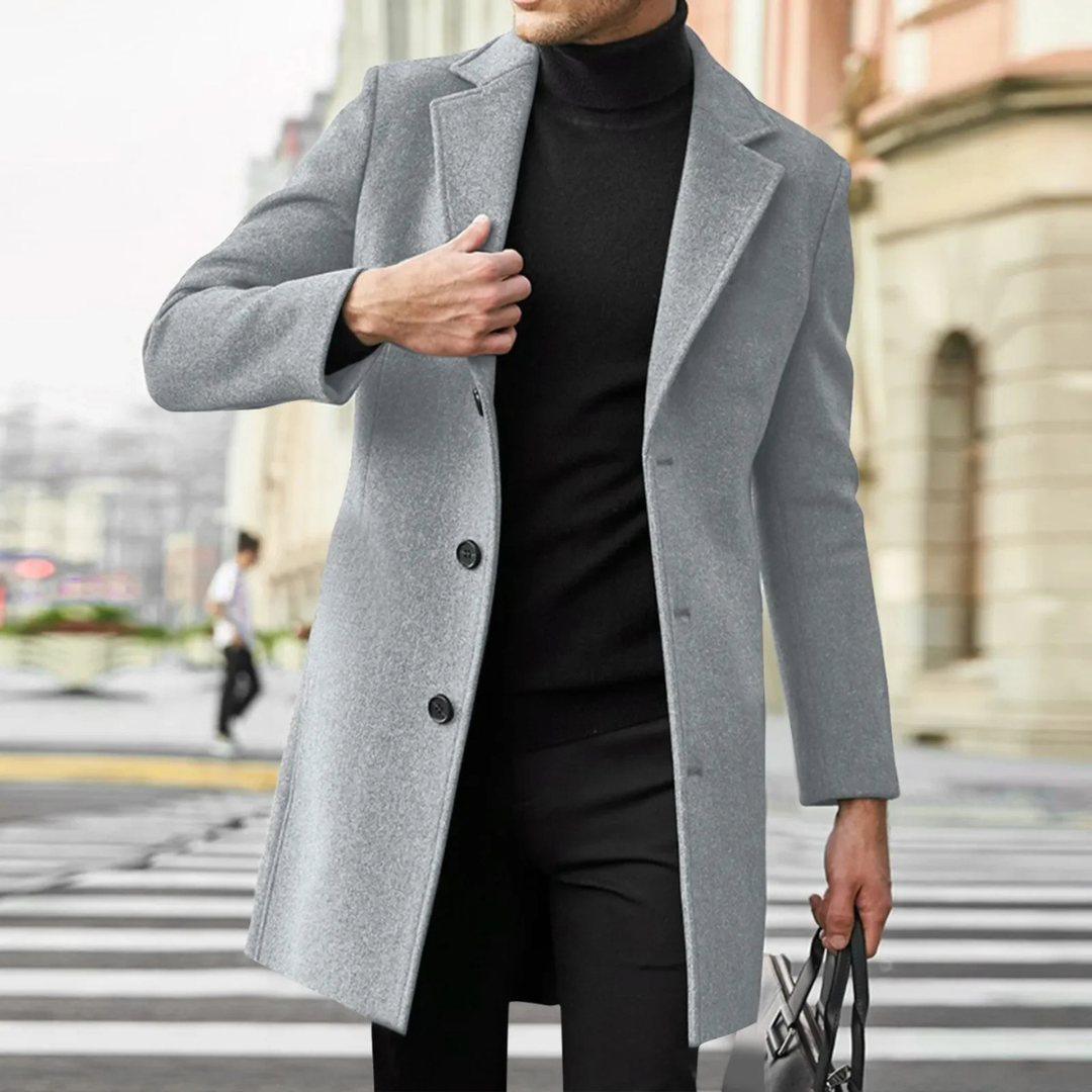 Mens Wool Blend Overcoat Slim Fit Winter