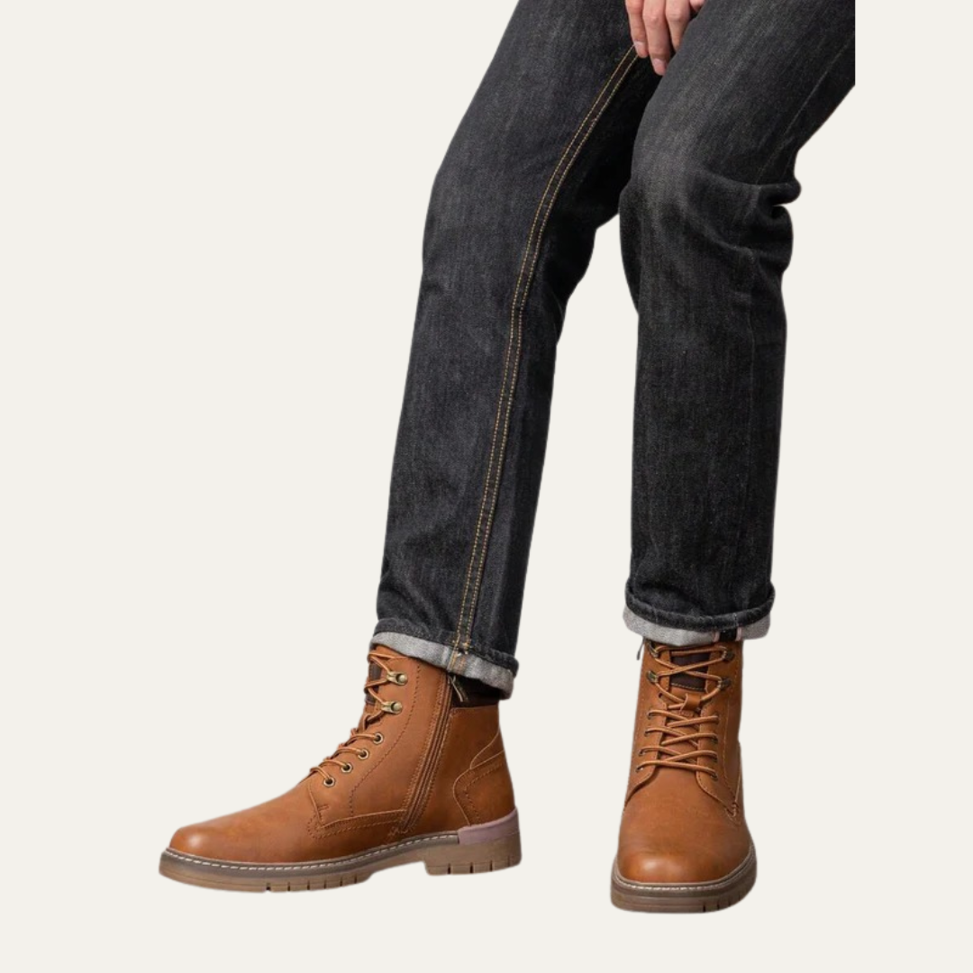 Mens Combat Boots Lace-Up Military Style Lug Sole