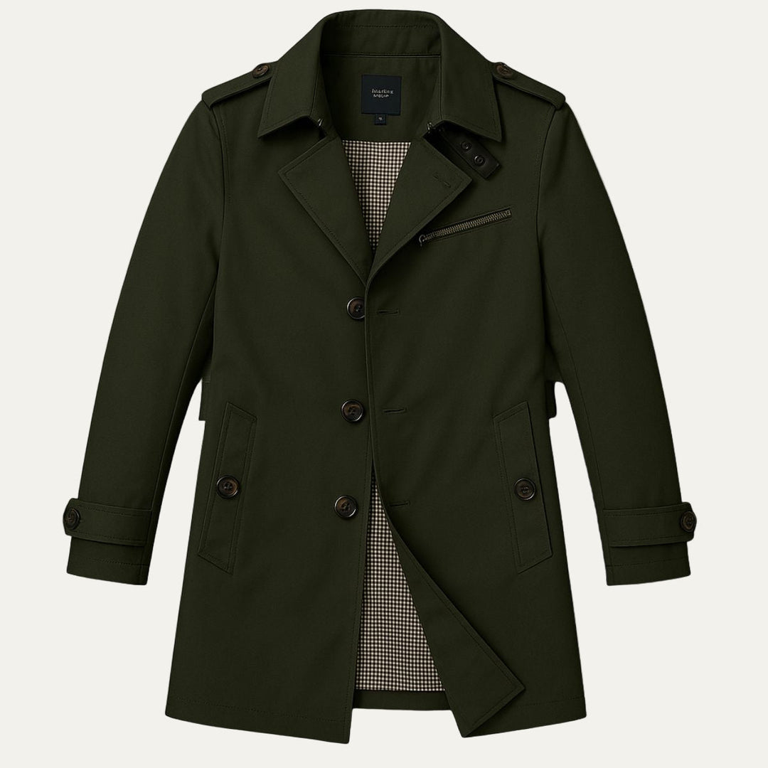 Mens Trench Coat Single Breasted Mid Length